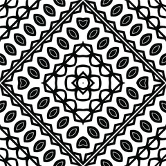 Abstract geometric seamless pattern.  Black and white vector background. black mandala.