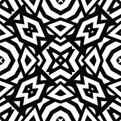 Abstract geometric seamless pattern.  Black and white vector background. black mandala.