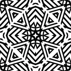 Abstract geometric seamless pattern.  Black and white vector background. black mandala.