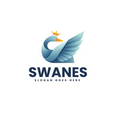 Vector Logo Illustration Swan Gradient Colorful Style.