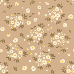  retro Floral seamless pattern in retro style. Hand drawn blossom vintage texture. Great for fabric, textile, wallaper. Vector illustration