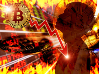 Bitcoin Crisis The picture shows the devaluation of bitcoins.