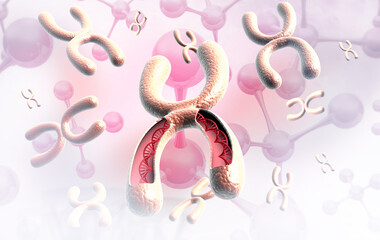 Chromosome structure background. 3d illustration.