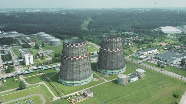 Power Plant Pylon Towers, Concept of Nuclear Power, Atomic Energy, Reactor