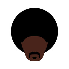 A dark-skinned man with an african hairstyle. The avatar of an African. Portrait of a young man with a beard and mustache. Vector illustration isolated on a white background for design and web.