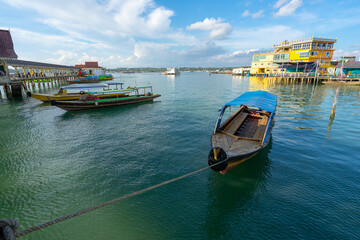 Naklejka premium traditional boat in bintan island