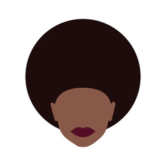 ПечатьA dark-skinned girl with an african hairstyle. The avatar of an African woman. Portrait of a young girl. Vector illustration isolated on a white background for design and web.
