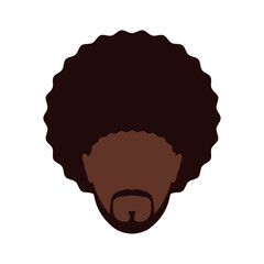 A dark-skinned man with an african hairstyle. The avatar of an African. Portrait of a young man with a beard and mustache. Vector illustration isolated on a white background for design and web.