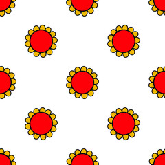 Seamless pattern with color hand drawn sun in retro style. Vector illustration