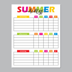 Summer Daily Checklist for Kids