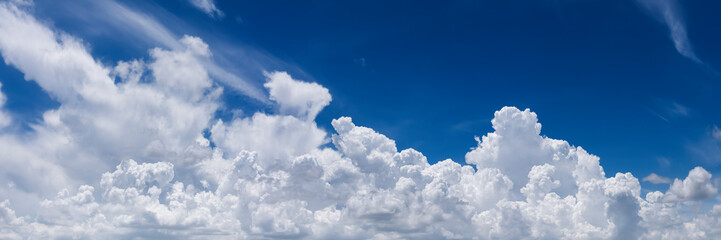 Fototapeta na wymiar white clouds and blue sky background, panorama view