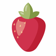Strawberry Fruit Icon. Berry isolated on white. Berry vector, red strawberry, summer illustration. Fresh fruit, vegan food.