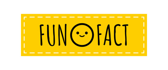 Fun facts with smiling face badge vector icon. Yellow rectangular shape note with dotted line and text fun fact. Simple template illustration for social media.