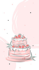 Cake and berries. Pastry and bread shop. Cake shop logo. Vector illustration