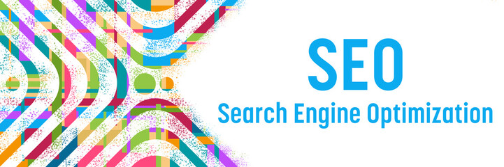 SEO - Search Engine Optimization Colorful Background Rounded Squares Spatter Dots 