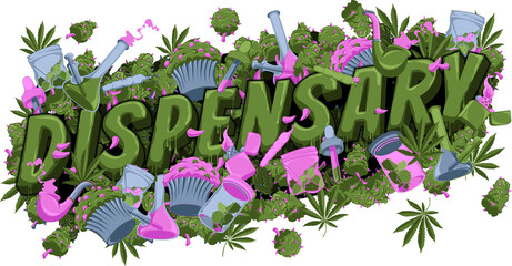 Legal Medicinal Dispensary Weed Marijuana Cannabis Illustration Logotype Design