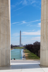 Washington Monument view from Lincoln Memorial, and US Capitol Building, Washington DC