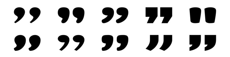 Quote Marks Icon Set - Different Vector Illustrations Isolated On White Background