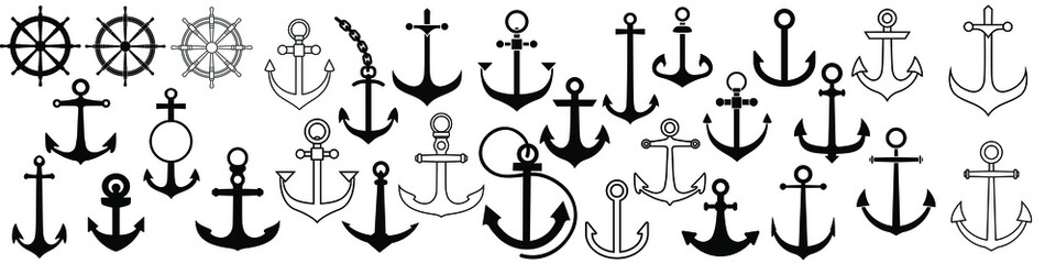 Anchor icon vector set. seafaring illustration sign collection. sailor symbol or logo. - obrazy, fototapety, plakaty
