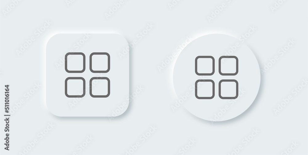 Poster main menu outline icon in neomorphic design style. application list icon collection.