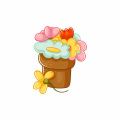 Cartoon style flower vector illustration for gift card, invitation, wedding menu. Floral illustration isolated on white background. 