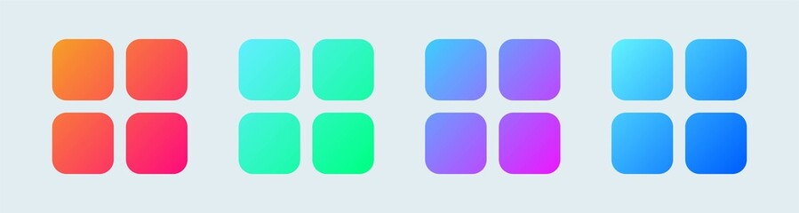 Main menu solid icon in gradient colors. Application list icon collection.