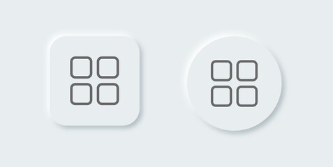 Main menu outline icon in neomorphic design style. Application list icon collection.