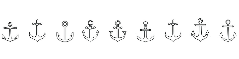 Anchor icon vector set. seafaring illustration sign collection. sailor symbol or logo.