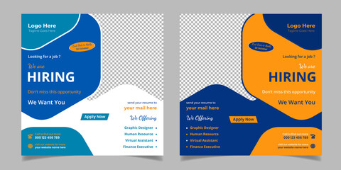 We Are Hiring Job Post Vacancy Social Media Post Square Web Banner Template Design