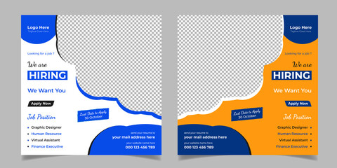 We Are Hiring Social Media Post Square Web Banner Template Design