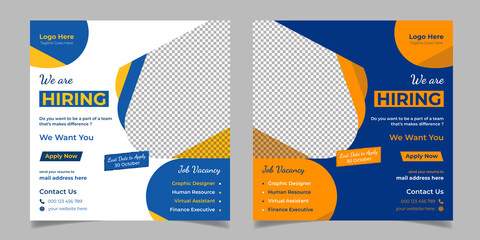 We Are Hiring Corporate Social Media Post Square Web Banner Template Design