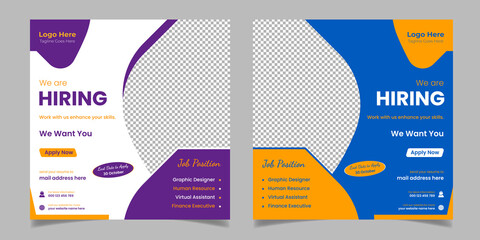 We Are Hiring Social Media Post Square Web Banner Template Design