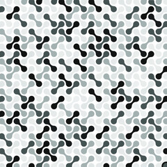 Abstract vector small black grey color metaball geometric seamless pattern on white background.