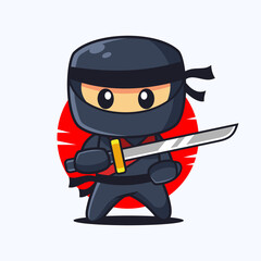 Ninja Cartoon Character with Katana Sword © Rexcanor