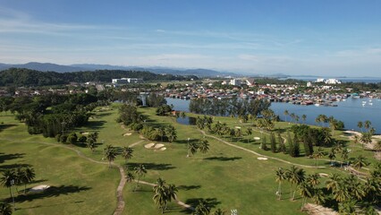 Kota Kinabalu, Sabah Malaysia – June 15, 2022: The Sutera Harbour, Resorts and Marina Bay