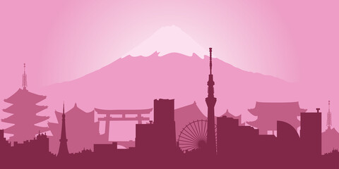 Tokyo Silhouette illustration. City silhouette. Cityscape. Vector illustration