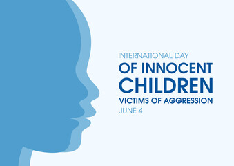 International Day of Innocent Children Victims of Aggression vector. Child face from profile silhouette vector. Baby head profile icon. June 4. Important day