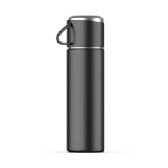Blank thermos insulated vacuum stainless steel beverage bottle mockup template. 3d render...