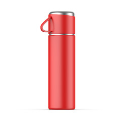 Blank thermos insulated vacuum stainless steel beverage bottle mockup template. 3d render illustration.