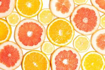 Citrus fruits collection food background oranges grapefruit lemon fresh fruit background - Powered by Adobe