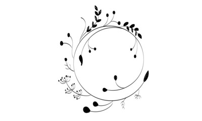 Flower Wreath Line Art with abstract shape, Floral Logo, Wedding Logo Background.