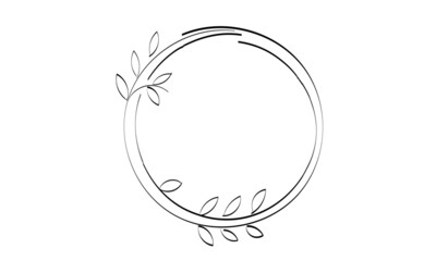 Flower Wreath Line Art with abstract shape, Floral Logo, Wedding Logo Background.