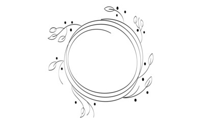 Flower Wreath Line Art with abstract shape, Floral Logo, Wedding Logo Background.