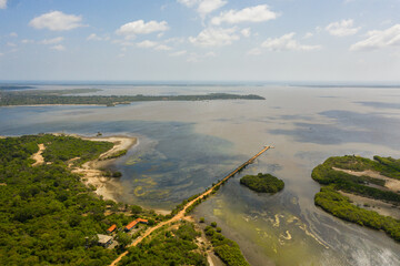 The coast with lagoons and coves in Sri Lanka.