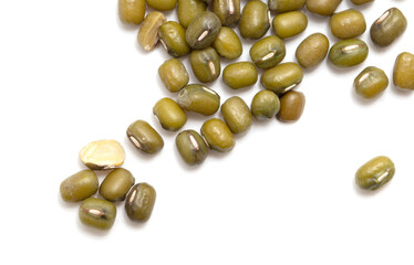 Mung beans isolated on white background.