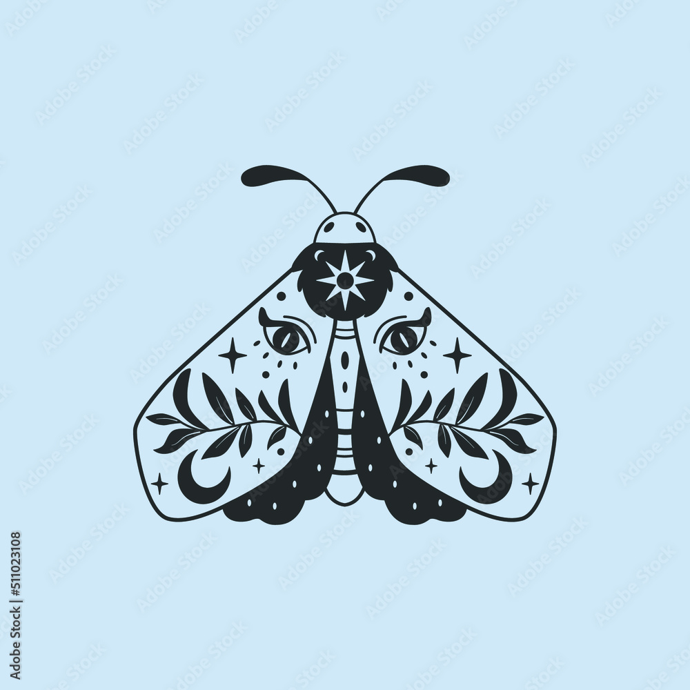 Canvas Prints mystical moth decorated with foliage and eyes.vector illustration with a slotted pattern. perfectly 