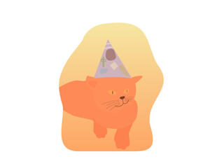 relaxed cat with a birthday attribute