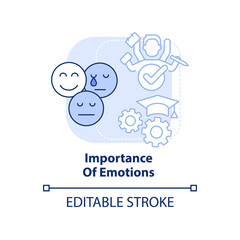 Importance of emotions light blue concept icon. Student motivation. Learning abstract idea thin line illustration. Isolated outline drawing. Editable stroke. Arial, Myriad Pro-Bold fonts used