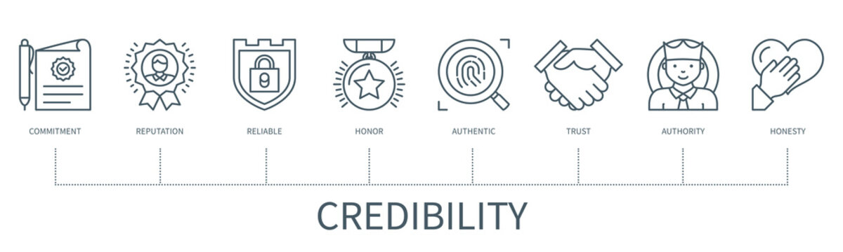 Credibility vector infographic in minimal outline style