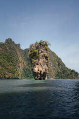 Isolated limestone in Hong Island at Phang Nga bay, Thailand